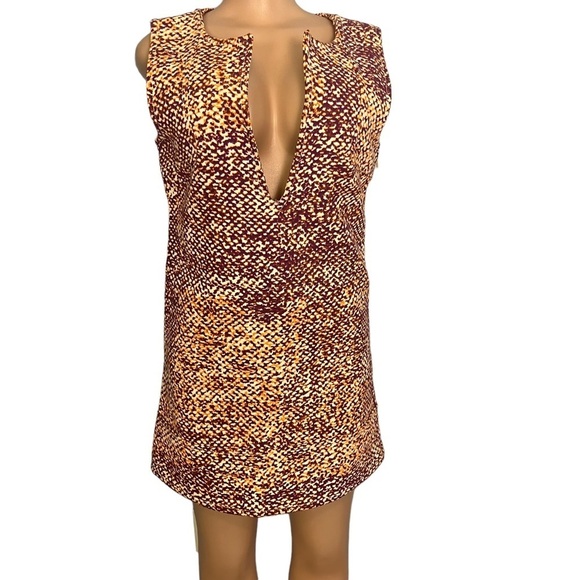 Just Cavalli Multicolor Canvas Plunge Neck Shift Dress - Picture 3 of 9